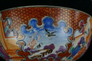 Large Antique Chinese Famille Rose Porcelain Punch Bowl & Wooden Stand 18th C 5