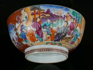 Large Antique Chinese Famille Rose Porcelain Punch Bowl & Wooden Stand 18th C 6