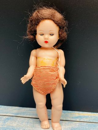 1950s Vintage Miss Rosebud Hard Plastic Doll Sleep Eyes With Brown Hair
