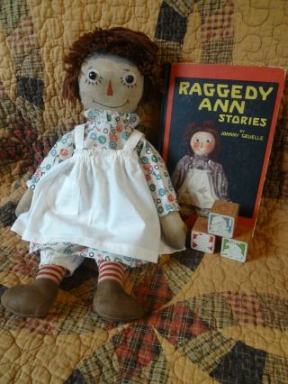 Antique Volland Raggedy Ann Doll Heart In Chest