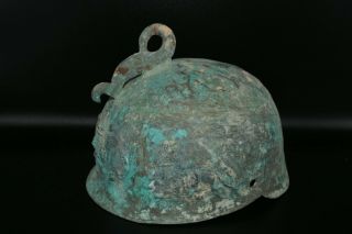Large Ancient Roman Bronze Helmet With 3 Mystical Figurine Engravings