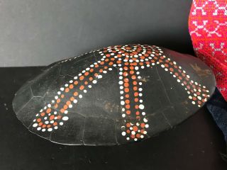 Old Australian Aboriginal Dot Painted Tortoise Shell Circa Mid 1900’s.