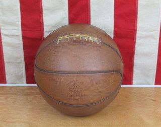 Vintage 1930s Marathon Leather Official Basketball W/ Laces Outseam Ball Antique