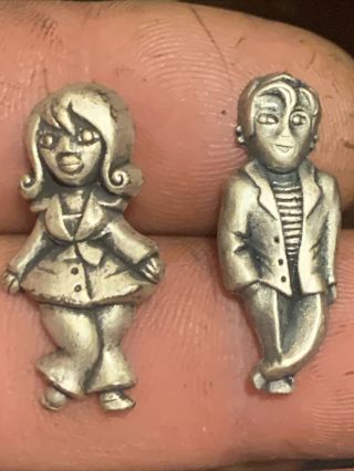 Antique Metal Button Of Man And Woman