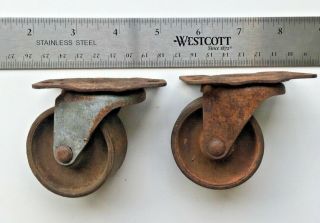 (2) Vintage Antique Swivel Metal Casters steampunk industrial restoration 2