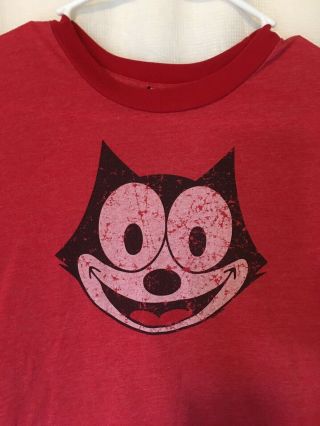 Rare Vintage Felix The Cat Distressed Tshirt Women’s Medium Red Ringer Tshirt