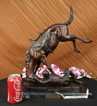 Lost Wax Large Bronze Statue - " Wicked Pony " By Fredrick Remington On Marble Base