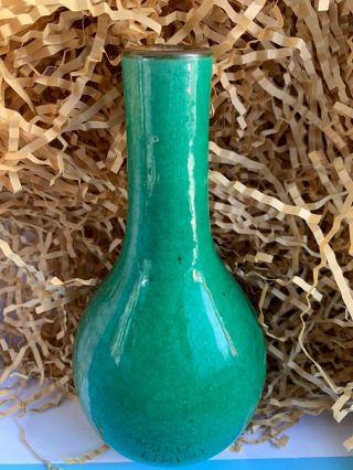 Antique Chinese Green - Glazed Crackle Porcelain Ceramic Vase No Mark 2
