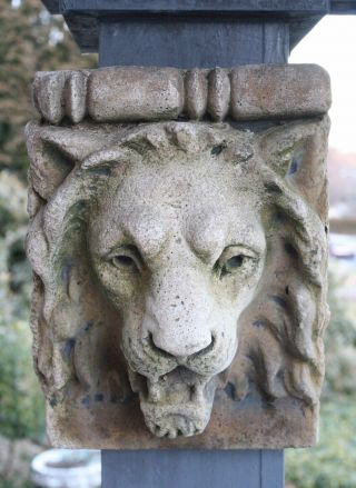 Antique Concrete Lion Head Wall Garden Hanging Architectural Sculpture