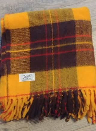 Vintage Faribo Wool Throw Blanket Plaid Faribault Woolen Mills Usa - 53x53 "