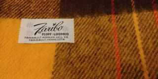 Vintage FARIBO Wool Throw Blanket Plaid Faribault Woolen Mills USA - 53X53 