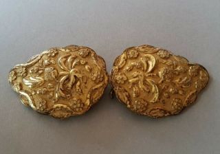 Antique Jewelry Ottoman Gold Plated Belt Buckle Silver Alloy With Strawberries