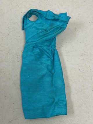 Vintage Barbie Turquoise Silk Sheath Pak Dress Soiled Tlc