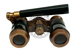 Old Antique Brass Binocular Sea Shell Mother Of Pearl Opera Spyglass Telescope