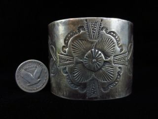 Antique Navajo Bracelet - Coin Silver Wide Cuff