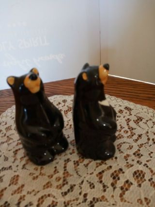 Vintage Black Bear Salt And Pepper Shakers Ceramic 2