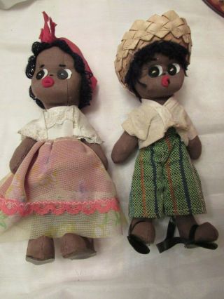 Vintage Black Americana Man & Woman Handmade Cloth Dolls
