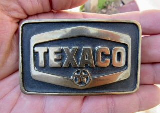 Vtg Texaco Belt Buckle 1980 Anacortes Gas Oilfield Oil Brass Rare Vg,
