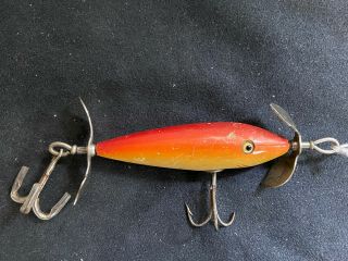 Vintage Shakespeare Minnow Wooden Fishing Lure w/Glass Eyes 2