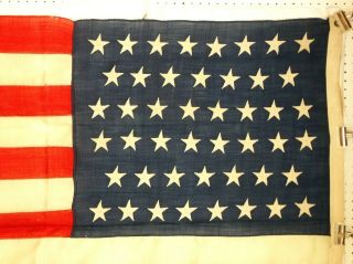 Antique 1908 - 1912 46 Star US American Flag Wool Sewn Stars Provenance 2