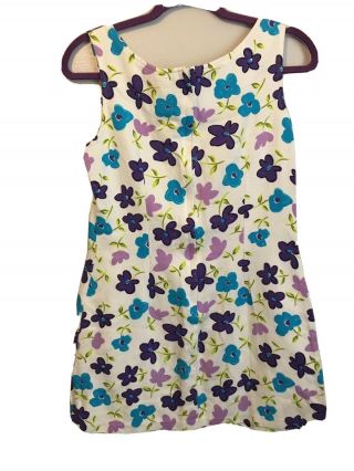 County Seat Vintage White Floral Print Dress Purple Blue White Usa Size 9 10