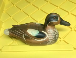 Vintage Wood Duck Decoy Glass Eyes Hand Painted Hand Carved Hunting Decoy 10”