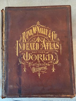 1881 Rand Mcnally Indexed Atlas Of The World - Rare Edition With Fold - Out Maps