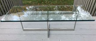 Vintage Chrome Glass Top Coffee Table Space Age Mid Century Danish Modern Mcm