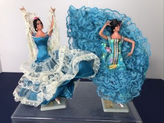5” Vintage Marin Chiclana Spanish Dolls Flamenco Dancers Couple Set Of 2 R