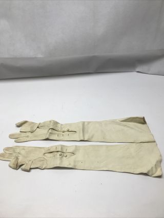Vintage Van Raalte White Long Leather Gloves Kg Bag