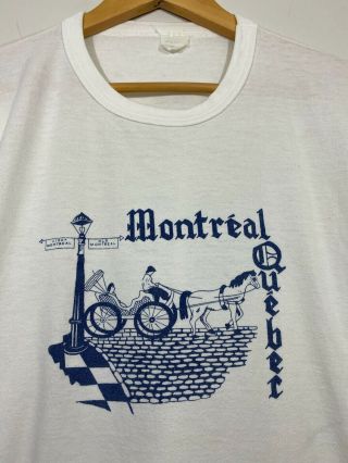 Vtg 70s 80s Montreal Quebec Tourist Souvenir Ringer 5050 T - Shirt L Single Stitch