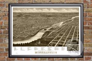 Vintage Minneapolis,  Mn Map 1879 - Historic Minnesota Art - Victorian Industrial