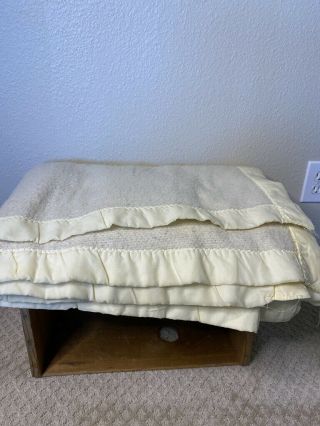 Vintage Blanket Acrylic Waffle Weave 96x92 Nylon Trim Binding Full Queen Bedding 2