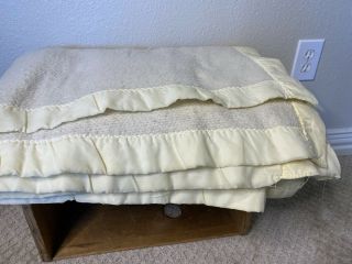 Vintage Blanket Acrylic Waffle Weave 96x92 Nylon Trim Binding Full Queen Bedding 3