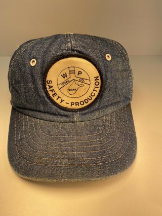 Vintage Wp Coal Safety Production Denim Snapback Hat Cap Patch Cardinal Trucker