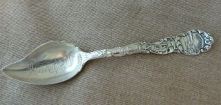 Souvenir Antique Sterling Silver Spoon Horton,  Kansas,  With Farming Scene