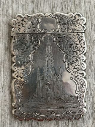 Silver Castle Top Card Case Of Walter Scott Monument - Dated 1860 - Nathaniel Mills