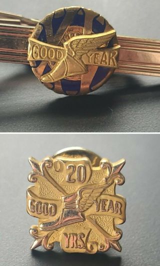 Rare Vintage Goodyear Tires Flying Shoe 20 Year Anniversary Tie Clip Clasp Pin
