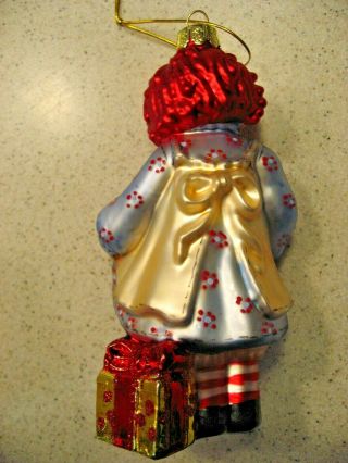 Kurt S.  Adler Raggedy Ann with a Teddy Bear Glass Christmas Ornament 3