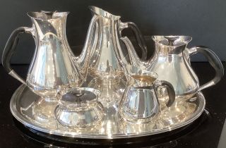 Rare Cohr Denmark Silver Plated 6 Piece Tea Set Hans Bunde Modernist Design