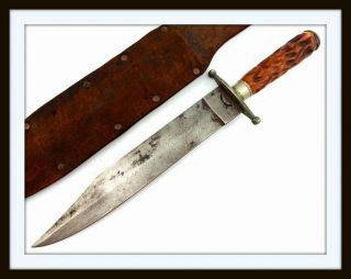 Antique American Gold Rush To Civil War Large Bowie Knife Marks & Rees,  Ohio