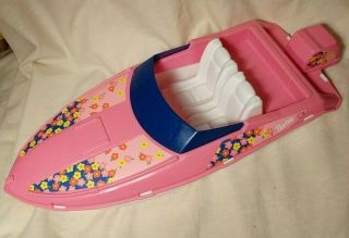 Arco 1990 Mattel Barbie Pink Floral Speed Boat And Life Preserver