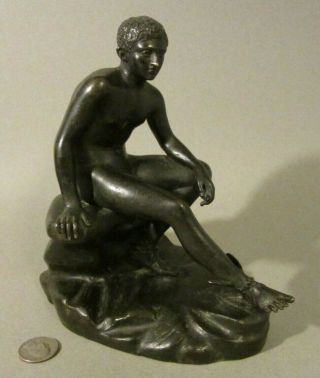 Antique 19thc Grand Tour Italian Bronze Sculpture " Seated Hermes " Mercury 7.  5 "
