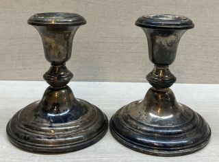 Vintage Frank Whiting Weighted & Reinforced Sterling Silver Candlesticks,  4.  25 "