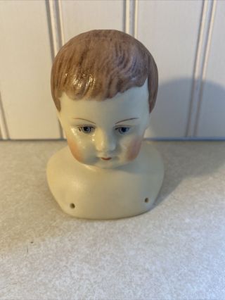 Vintage 1960s Brouse Art Porcelain Boy Doll Head And Shoulders 3.  75 “ Tall.  Euc
