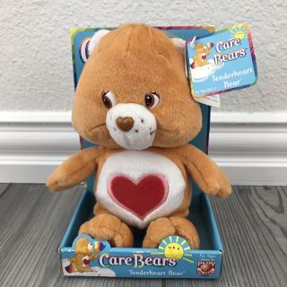 2002 Play Along Care Bears: Tenderheart Bear Plush Orange Bear Lovey 7”