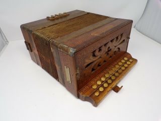 Antique Vtg Venezia " Hohner " Button Box Concertina Accordian Squeeze Box 524