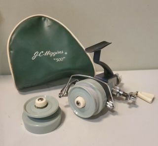 Jc Higgins Fishing " 500 " Spinning Reel In Correct Zippered Case