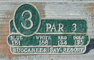 Vintage Buccaneer Bay Resort Golf Course Cast Metal Sign Par 3 Antique Club Old
