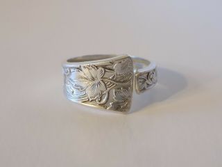 Sterling Silver,  Jewelry,  Spoon Ring,  Grape,  Leaf,  Vine,  Design,  Size 8